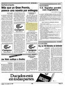 Página completa del Diario AS, del 3 de octubre de 1987, con las declaraciones de Joan Garriga desde Buenos Aires.